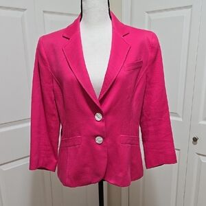 Ann Taylor Pink Blazer Tailored Fit 3/4 Sleeves 14